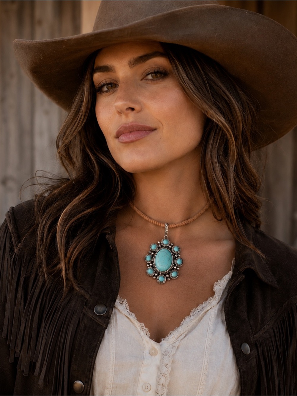 Erica Lyons Turquoise & Copper Beaded Pendant Necklace